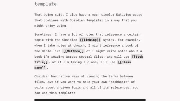 How I use Obsidian Dataview