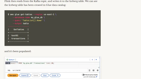 Writing to Apache Iceberg on S3 using Flink SQL with Glue catalog