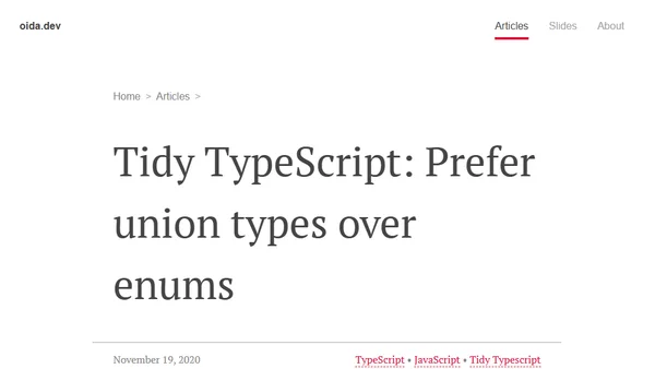Tidy TypeScript: Prefer union types over enums