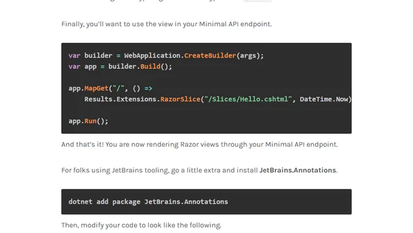 RazorSlices - Razor Views with ASP.NET Core Minimal APIs