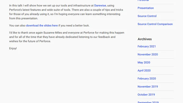 Presentation: Game Development with Perforce