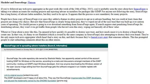 Slashdot and Sourceforge