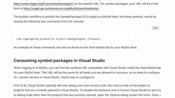 Publishing symbol packages for a MyGet feed