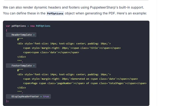 PDF Reporting in .NET With HTML Templates and PuppeteerSharp (and it's free)