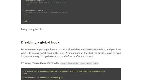 Specta global before and after each hooks
