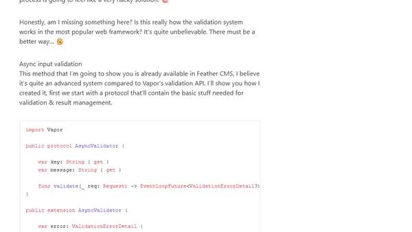 Asynchronous validation for Vapor