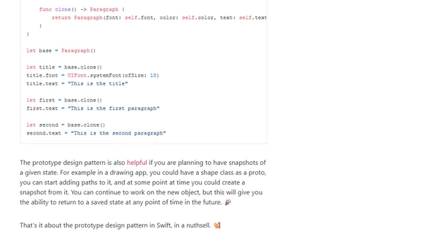 Swift prototype design pattern