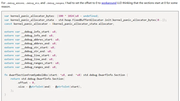 Using Zig to Provide Stack Traces on Kernel Panic for a Bare Bones Operating System