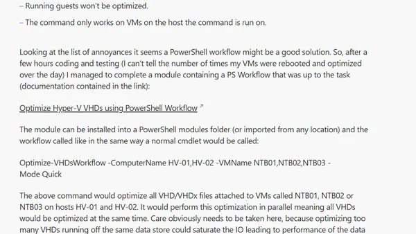 Multiple VHD/VHDx Optimization using PowerShell Workflows