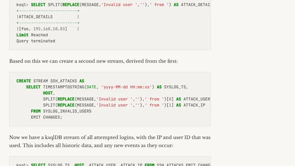 Detecting and Analysing SSH Attacks with ksqlDB