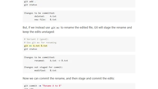 Tracking renamed files in Git