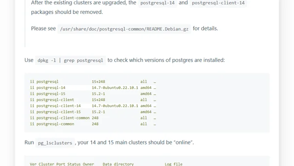 Upgrade PostgreSQL from 14 to 15 on Ubuntu 23.04