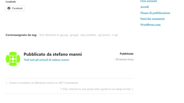 SQL: prendere il primo all’interno di un gruppo