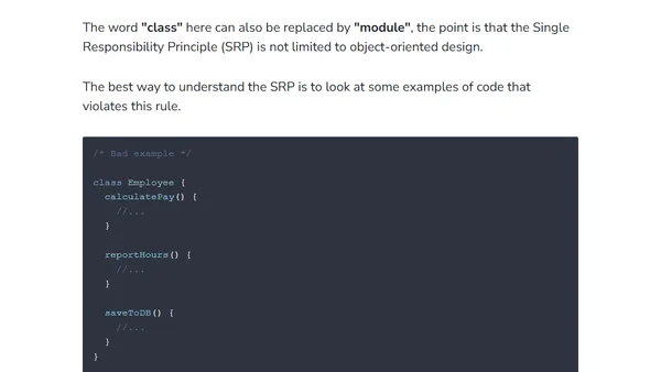 Single Responsibility Principle in JavaScript