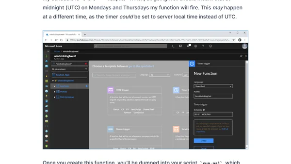 Moving My Automatic Blog Archive Tweets to Azure Functions