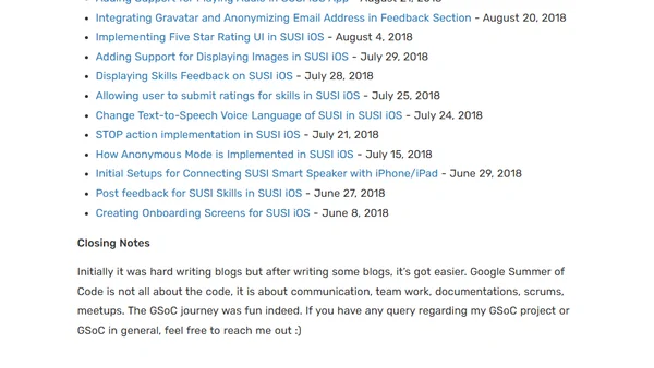 My Google Summer of Code Project Blogs