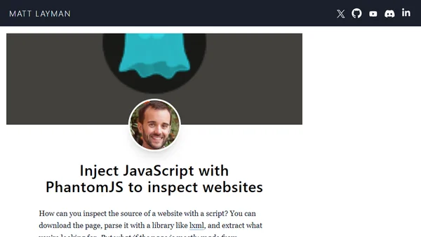 Inject JavaScript with PhantomJS to inspect websites