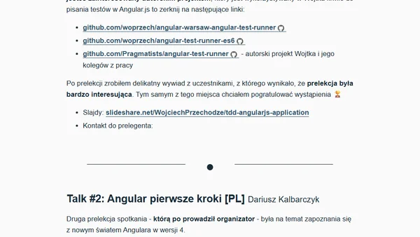 Angular Warsaw #13 + Moja prelekcja