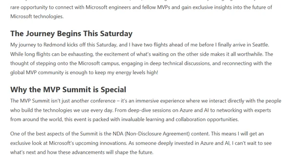 Excited for the MVP Summit 2025: Heading to Redmond Soon!