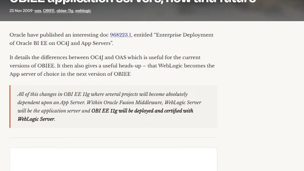 OBIEE application servers, now and future