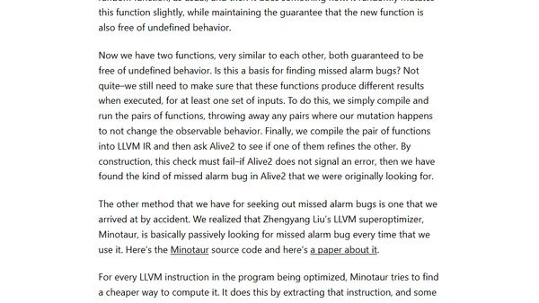 Looking for Missed Alarm Bugs in a Formal Verification Tool