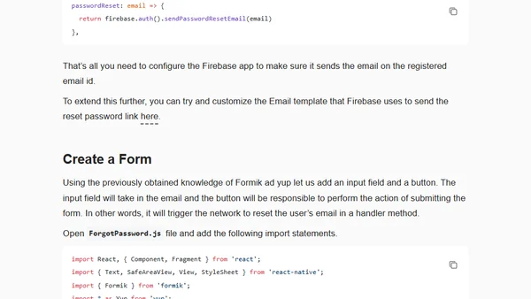 How to implement Forgot Password feature in React Native with Firebase