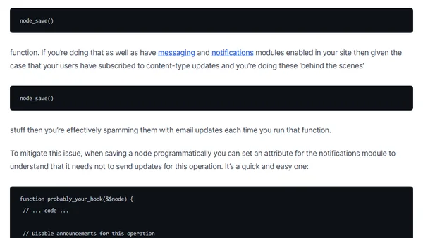 Drupal and how to disable notifications for programmatic node updates