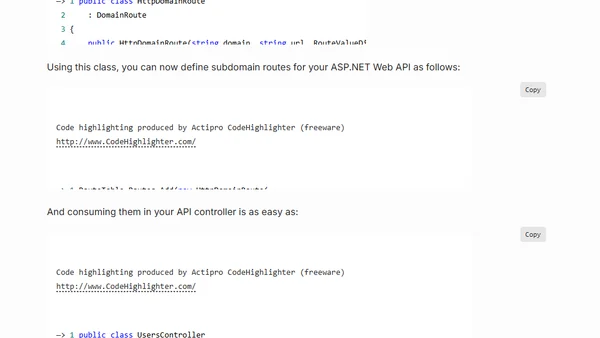 Domain based routing with ASP.NET Web API
