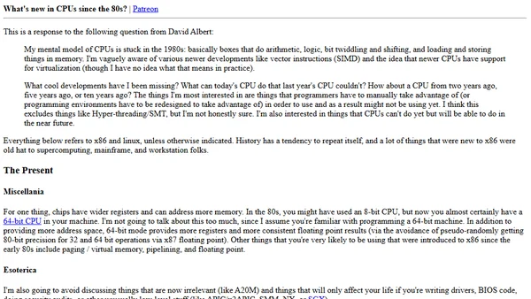 What's new in CPUs since the 80s?