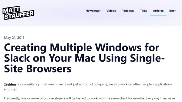Creating Multiple Windows for Slack on Your Mac Using Single-Site Browsers