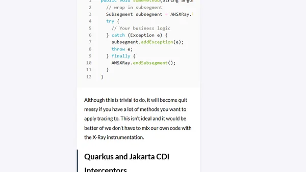 Analyze and debug Quarkus based AWS Lambda functions with X-Ray