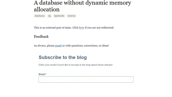 A database without dynamic memory allocation