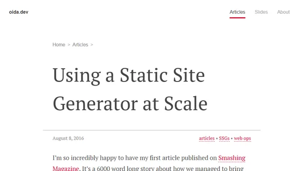 Using a Static Site Generator at Scale