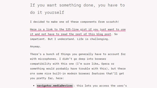 Making a simple React microphone component