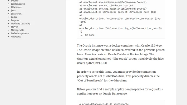 Oracle 19c container times out with versions 19.3.0.0 and onwards of the OJDBC