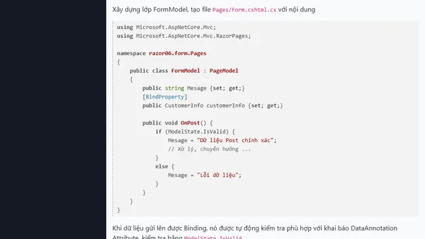 (ASP.NET Razor) HTML Form và Validation kiểm tra dữ liệu