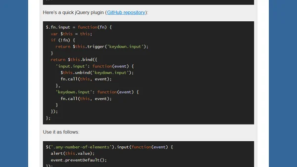 Using the `oninput` event handler with `onkeyup`/`onkeydown` as its fallback