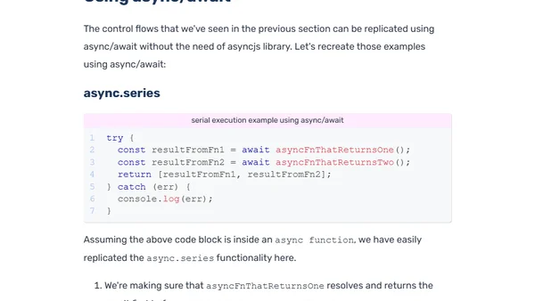 Caolan Asyncjs vs Async/Await: Which One to Use in NodeJS