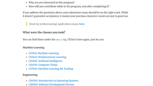 Georgia Tech's OMSCS FAQ (based on my experience)
