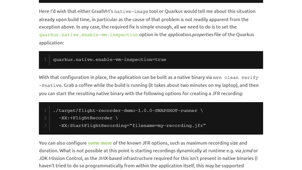 JDK Flight Recorder Events in GraalVM Native Binaries