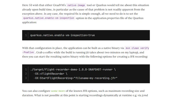 JDK Flight Recorder Events in GraalVM Native Binaries