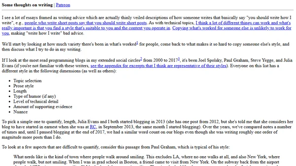 Some thoughts on writing