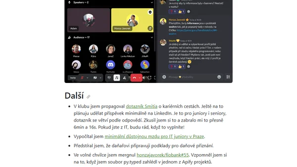 Týdenní poznámky: Adamova přednáška o LinkedInu a poslední lekce kurzu scrapování