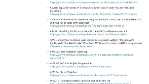 Guest Post: AWS Workshop Links for AWS re:Invent 2019 (and more), by Jennine Townsend