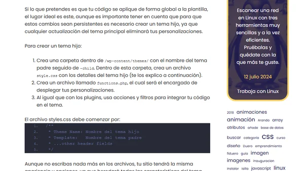 ¿Cómo insertar código en WordPress?
