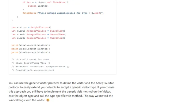 Swift visitor design pattern