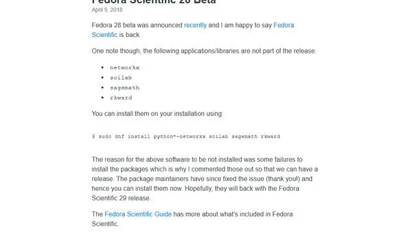 Fedora Scientific 28 Beta