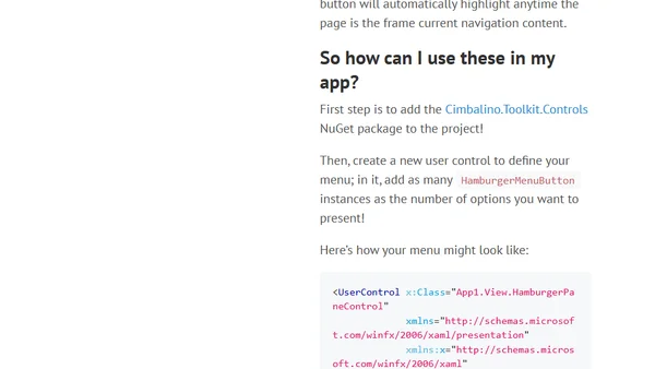 Cimbalino Toolkit Hamburger controls for UWP
