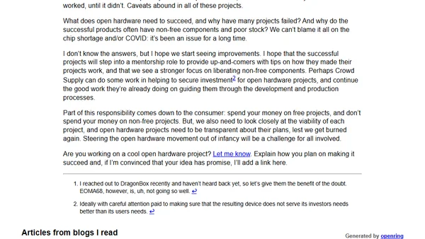 The past and future of open hardware