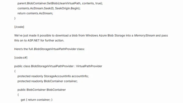 A view from the cloud (or: locate your ASP.NET MVC views on Windows Azure Blob Storage)